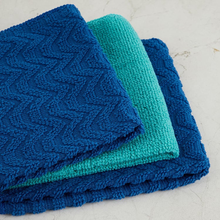 Malina Teal Textured Dish Cloth- Set of 3