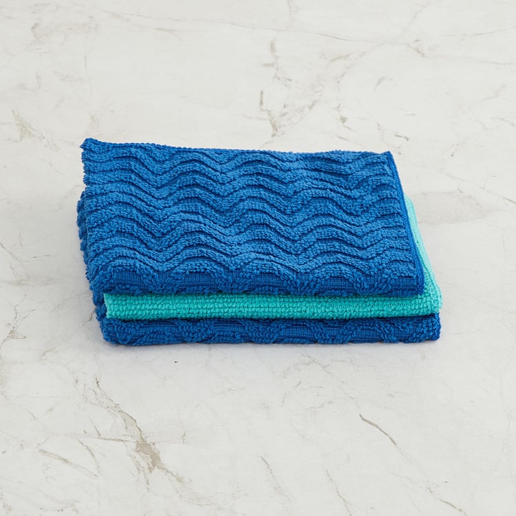 Malina Teal Textured Dish Cloth- Set of 3