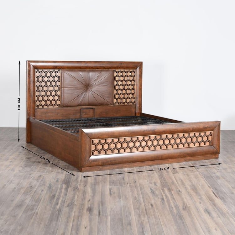 Heritage Taaz King Bed with Hydraulic Storage - Brown