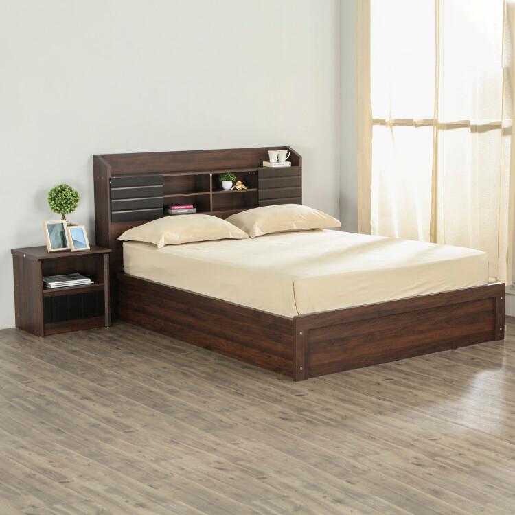 Lewis Magnus King Bed with Hydraulic Storage - Brown