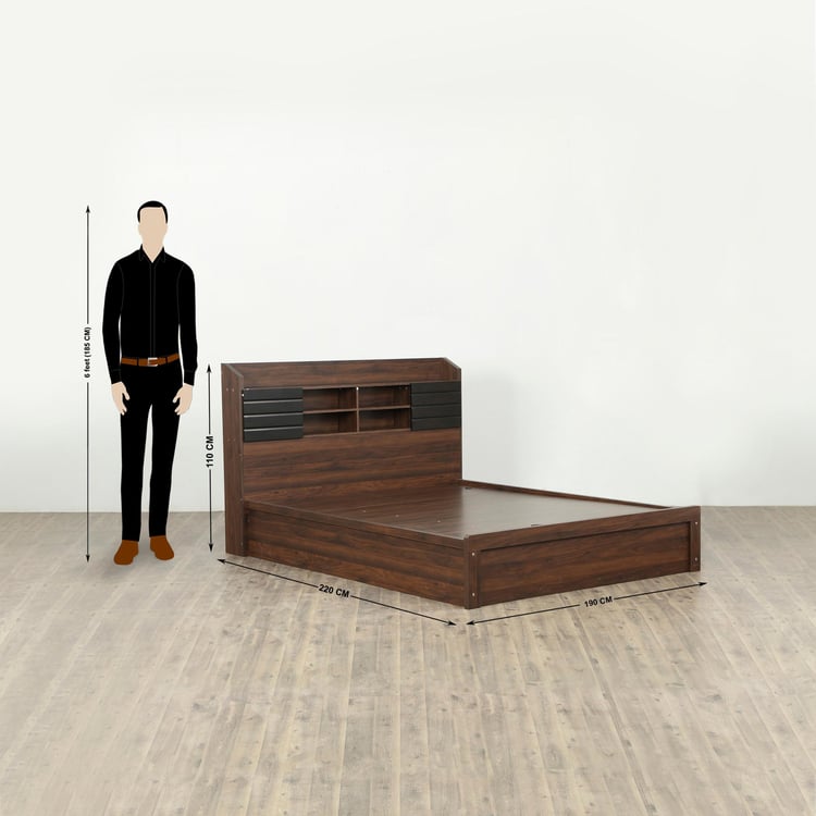 Lewis Magnus King Bed with Hydraulic Storage - Brown