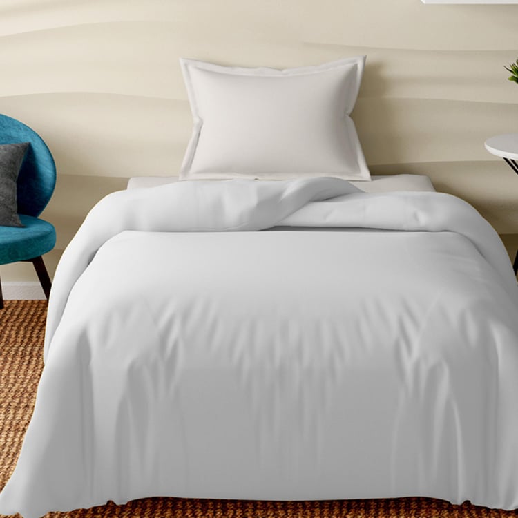 PORTICO Supercale White Cotton Solid Single Duvet Cover - 152x229cm