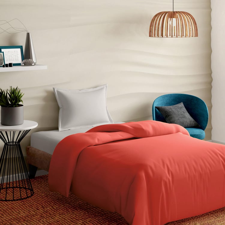 PORTICO Supercale Coral Solid Cotton Single Duvet Cover