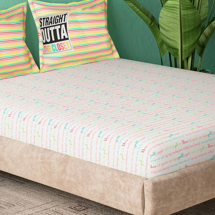 PORTICO Freedom Printed Multicolour Cotton King Bedsheet Set - 274x274cm - 3Pcs