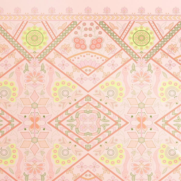 PORTICO Arpita Mehta Sorbet Crush Pink Cotton King Bedsheet - 274x274cm - Set of 3