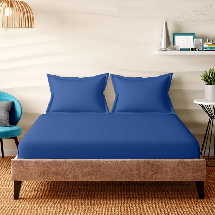 PORTICO Supercale Blue Bamboo Super King Bedsheet Set - 274x274cm - 3Pcs