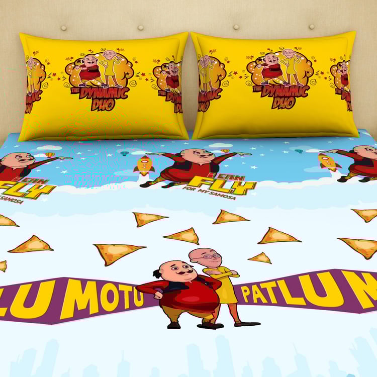 SPACES Viacom Motu Patlu 3-Pc Double Bedsheet Set - 228 x 274 cm