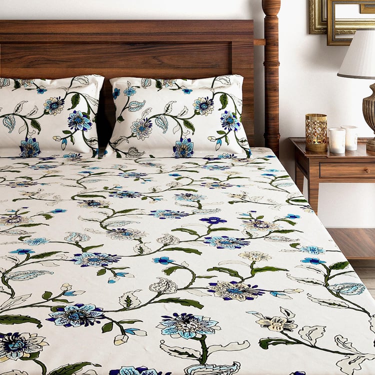 SWAYAM Printed Double Bed Sheet with 2 Pillow Cover- 225 x 150 cm