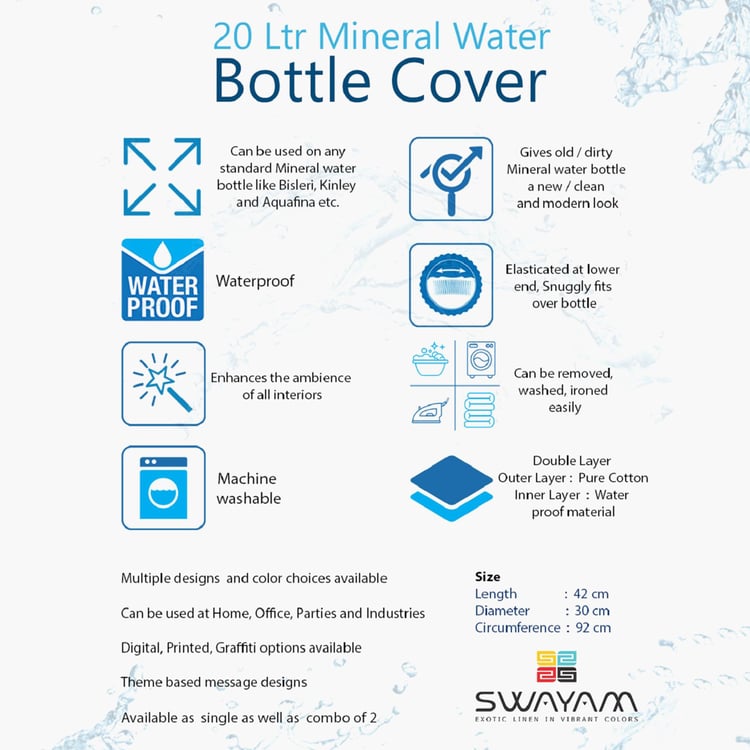 SWAYAM Printed Water Dispenser Bottle Cover