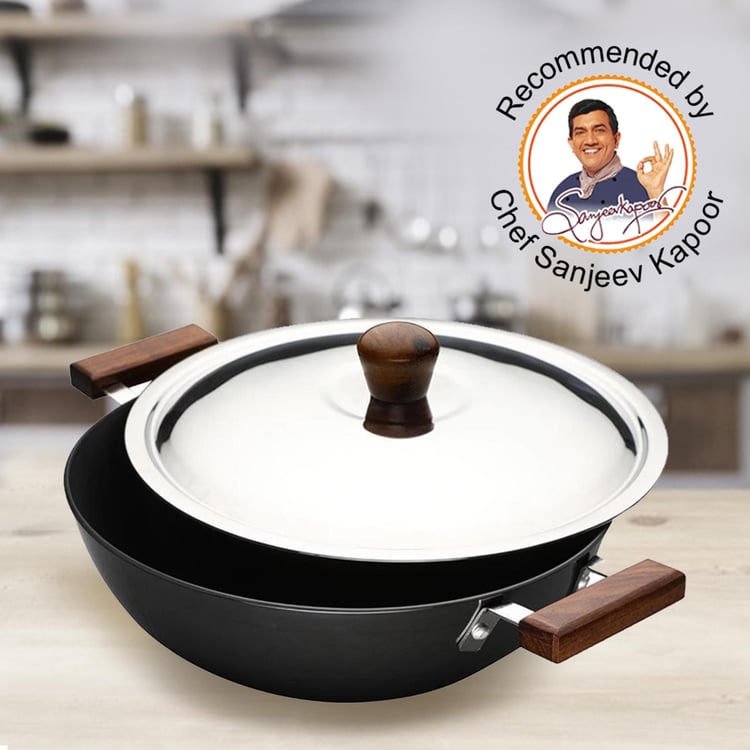 WONDERCHEF Ebony Wok with Lid  - 34 cm