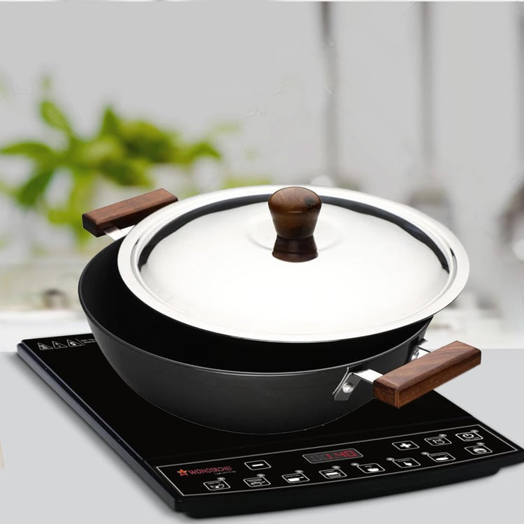 WONDERCHEF Ebony Wok with Lid  - 34 cm