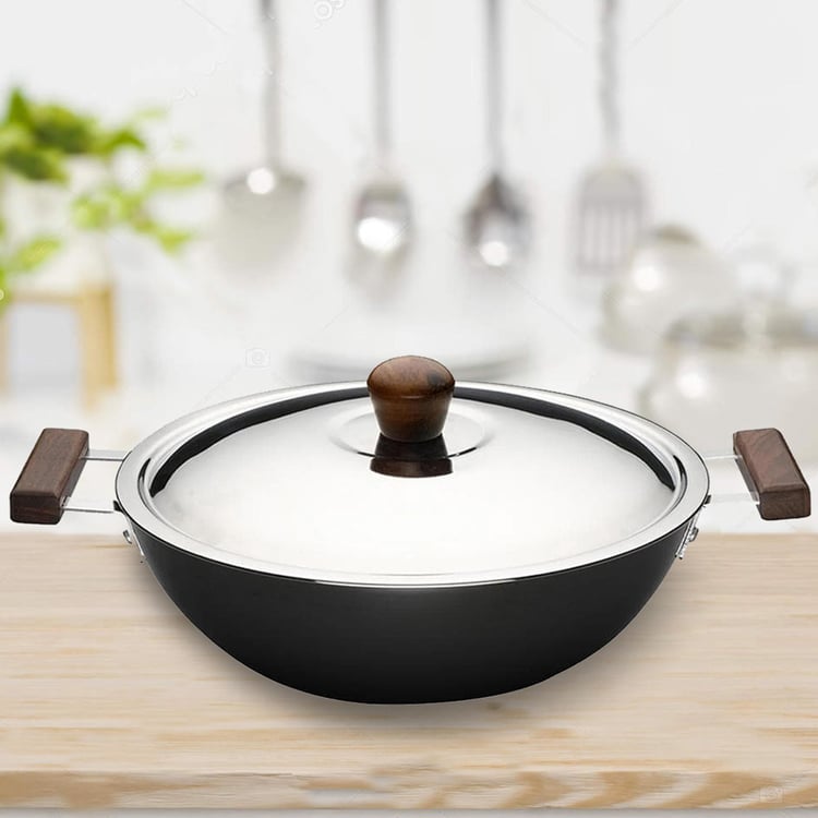 WONDERCHEF Ebony Wok with Lid  - 34 cm