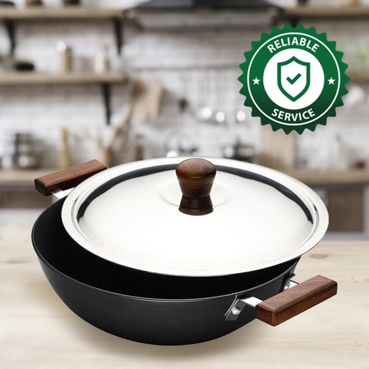 WONDERCHEF Ebony Wok with Lid  - 34 cm