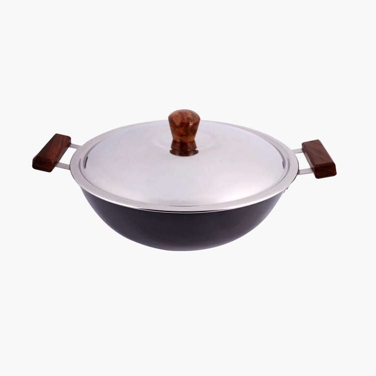 WONDERCHEF Ebony Deep Kadhai with Lid - 24 cm