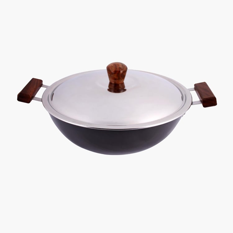 WONDERCHEF Ebony Deep Kadhai with Lid  - 34 cm