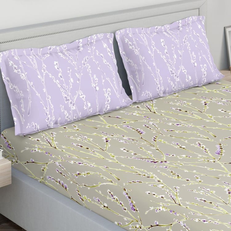 D'DECOR Fusion Floral Print 3-Piece King-Size Bedsheet Set - 274 x 274 cm