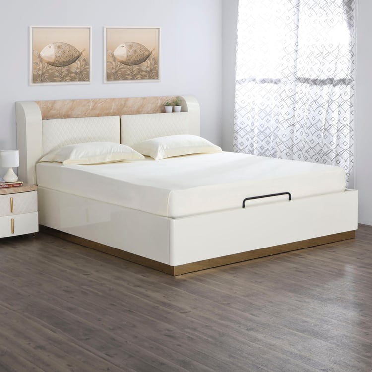Paris Riviera King-Size Bed with Hydraulic Storage - 2.24 x 1.89 m - White