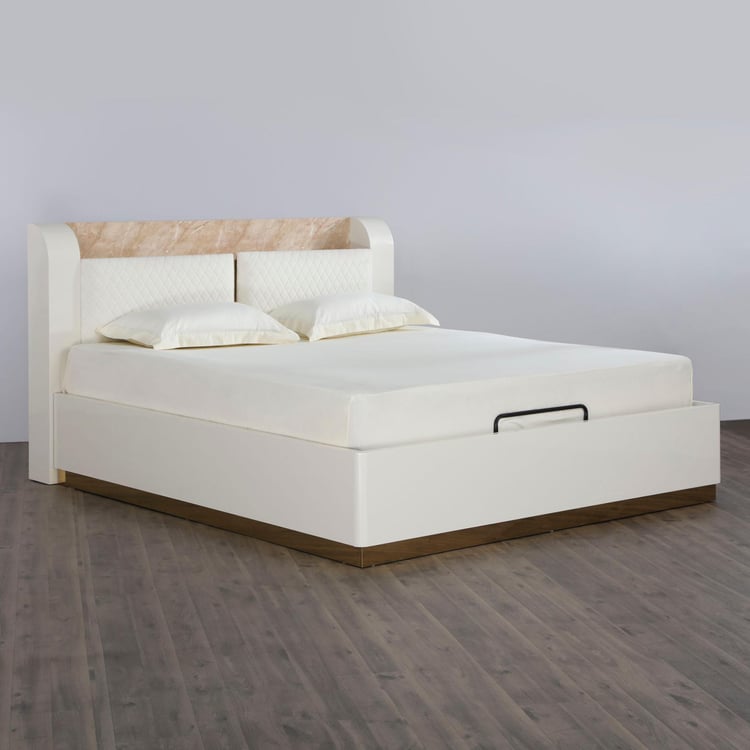 Paris Riviera King-Size Bed with Hydraulic Storage - 2.24 x 1.89 m - White
