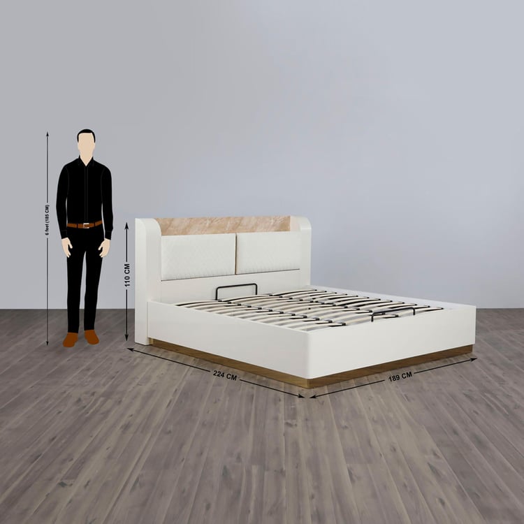 Paris Riviera King-Size Bed with Hydraulic Storage - 2.24 x 1.89 m - White