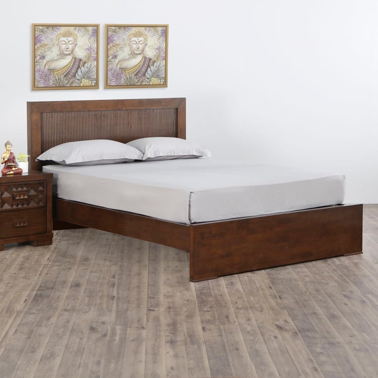 Takeshi Leo Queen Size Bed - 2.07 x 1.61 m - Brown
