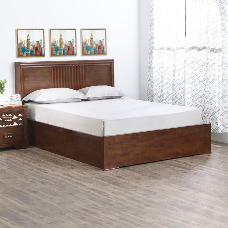 Takeshi Stallion King Size Bed with Box Storage - Brown