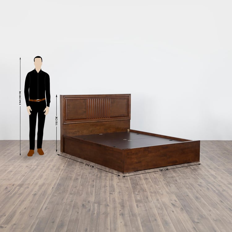 Takeshi Stallion King Size Bed with Box Storage - Brown