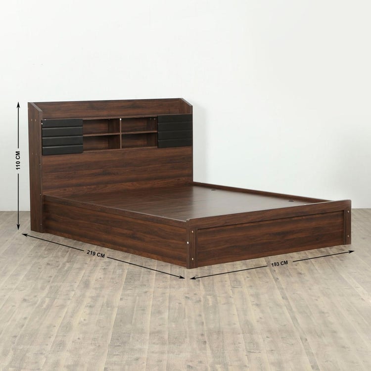 Lewis Magnus King Bed with Box Storage - Brown