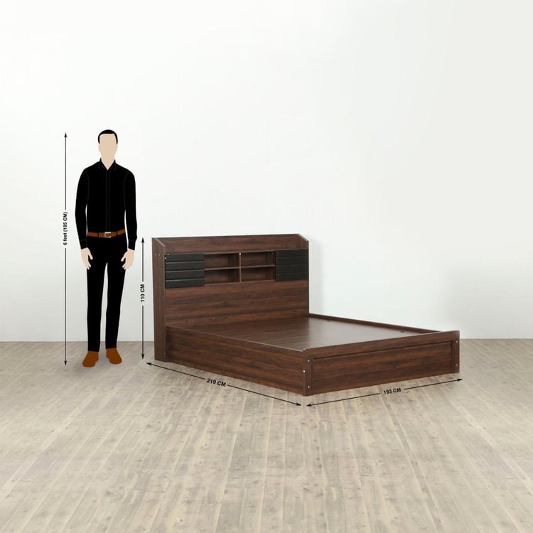 Lewis Magnus King Bed with Box Storage - Brown