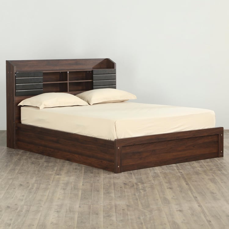 Lewis Magnus Queen Bed with Hydraulic Storage - Brown
