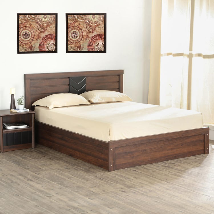 Lewis Zuri King Bed with Hydraulic Storage - Brown