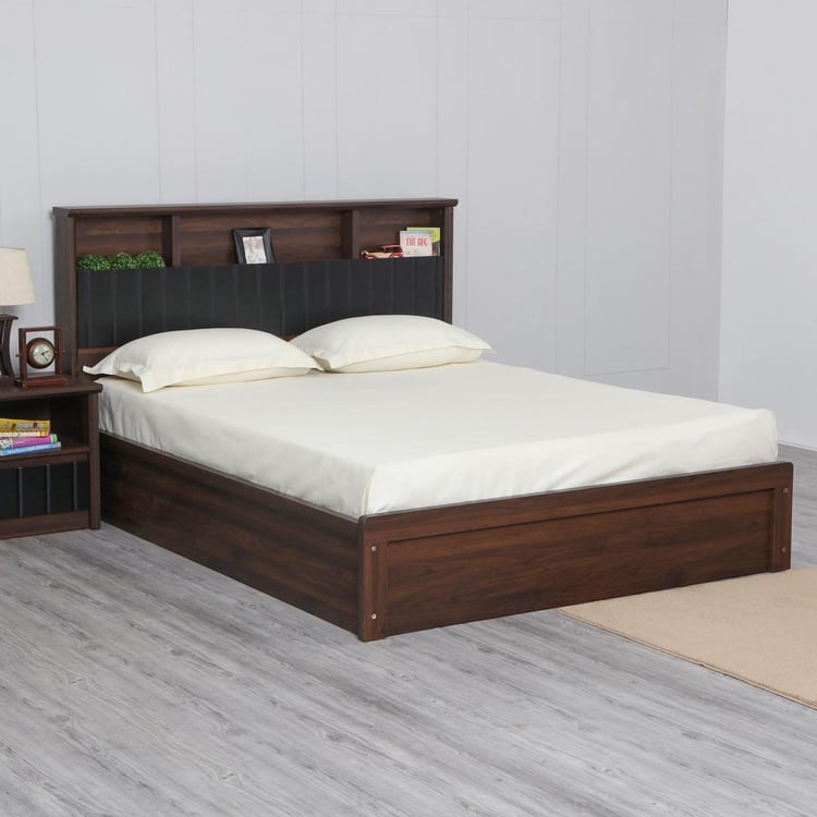 Lewis Queen Bed with Hydraulic Storage - Brown