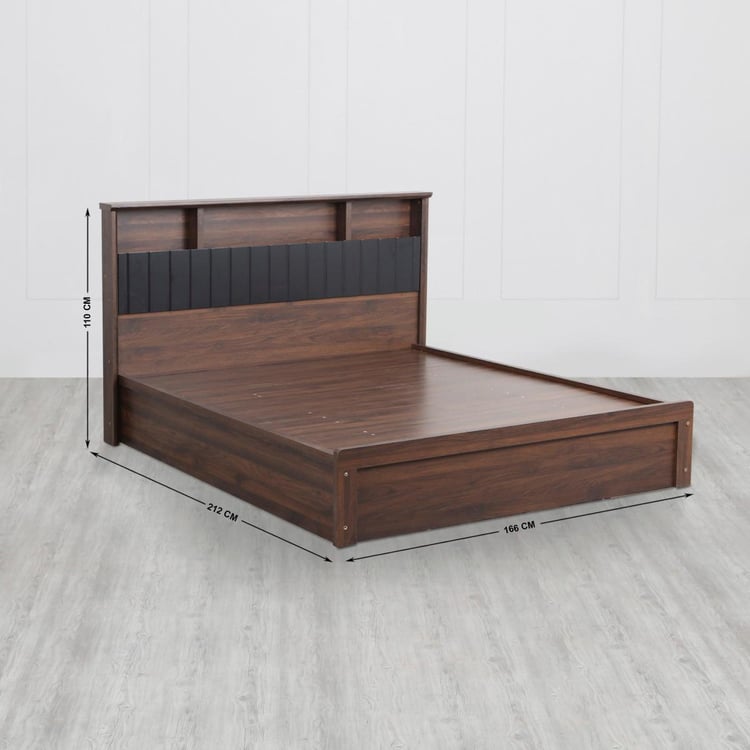 Lewis Queen Bed with Hydraulic Storage - Brown