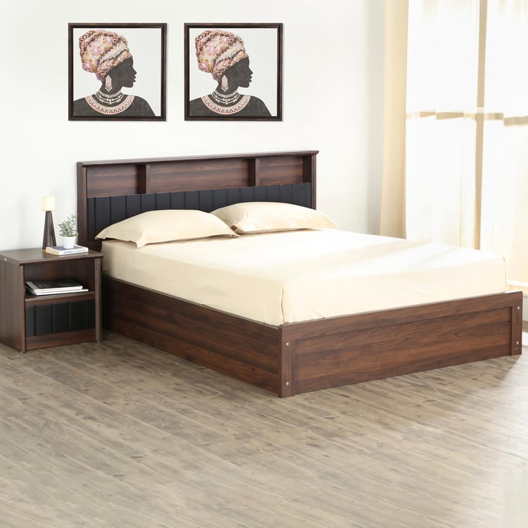 Lewis King Bed with Box Storage - Brown