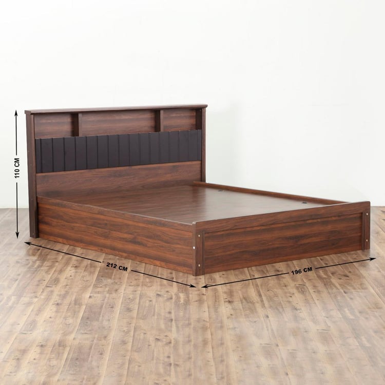 Lewis King Bed with Box Storage - Brown
