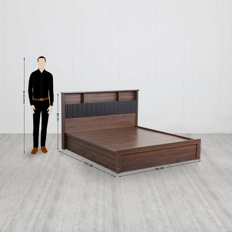 Lewis King Bed with Hydraulic Storage - Brown