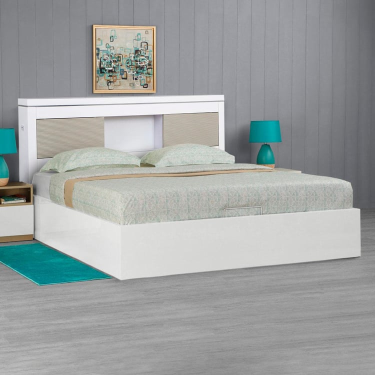 Alps King Bed with Hydraulic Storage - White