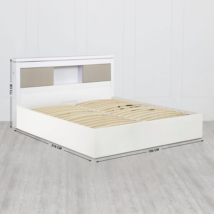 Alps King Bed with Hydraulic Storage - White