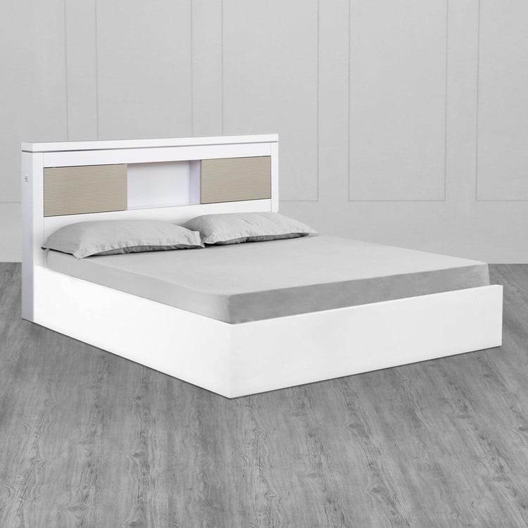 Alps Queen Bed with Hydraulic Storage - White