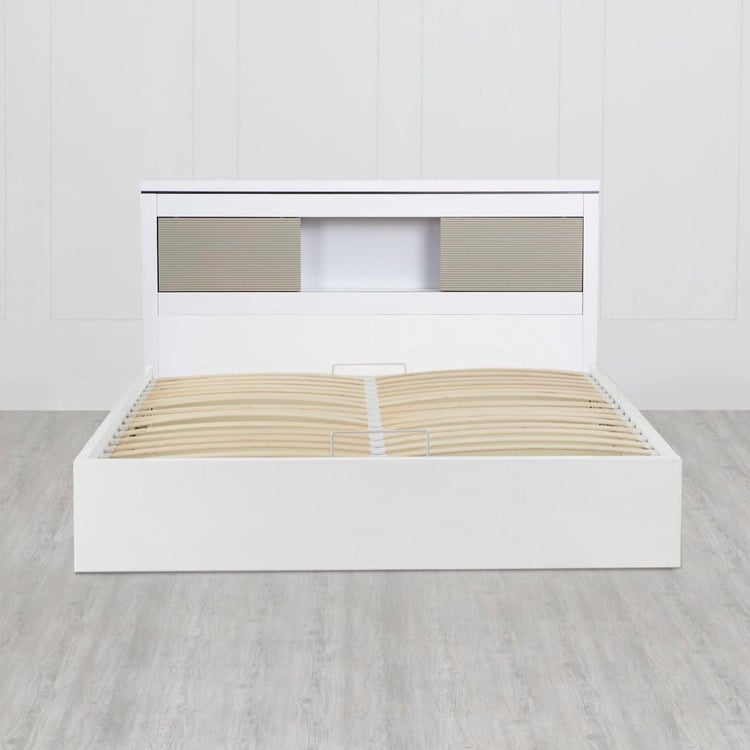 Alps Queen Bed with Hydraulic Storage - White