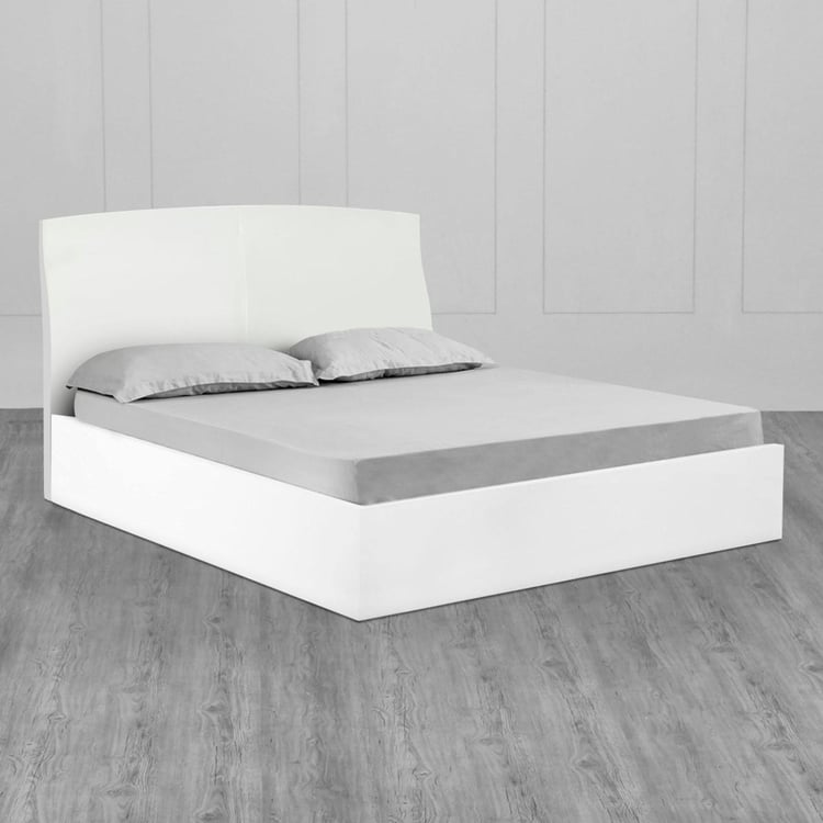 Wave Queen Bed with Hydraulic Storage - White