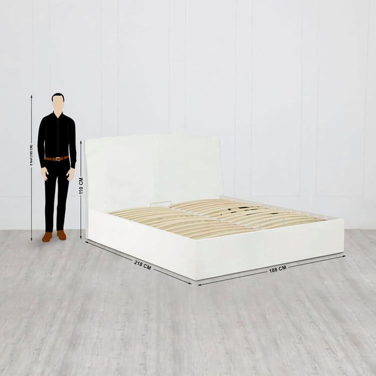 Wave King-Size Bed with Hydaulic Storage - 1.80 x 1.95 m - White