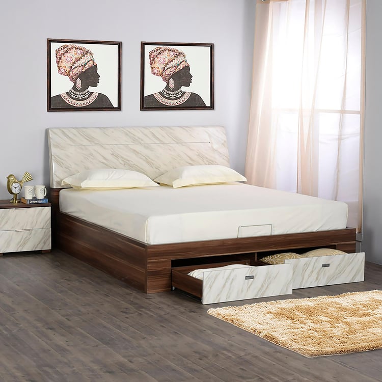 Antonio Liri Queen Bed with Hydraulic Storage - Brown and White