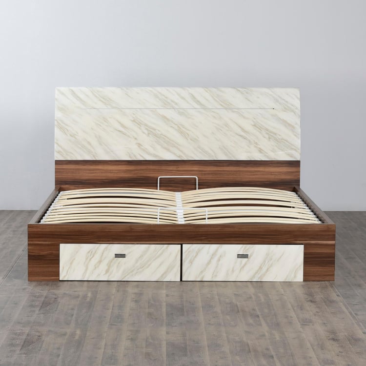 Antonio Liri Queen Bed with Hydraulic Storage - Brown and White