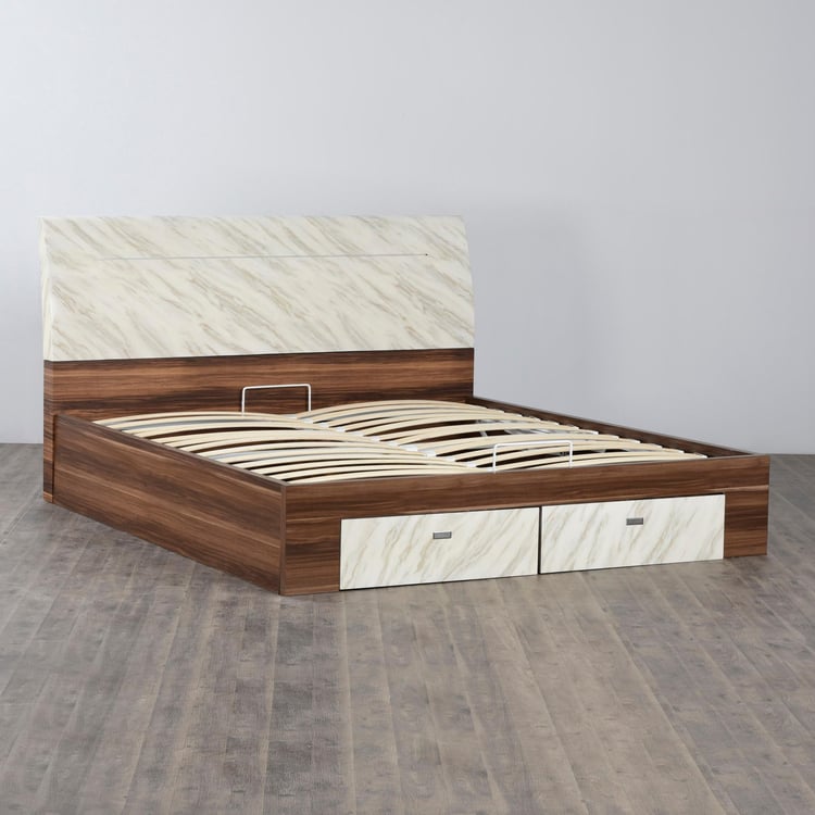 Antonio Liri Queen Bed with Hydraulic Storage - Brown and White