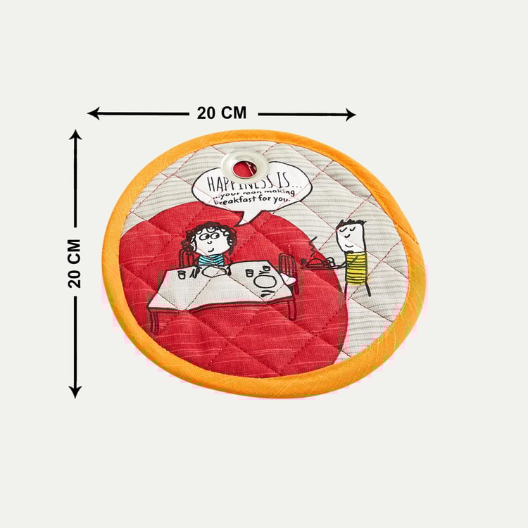 Happiness Printed Pot Holder - Set of 2