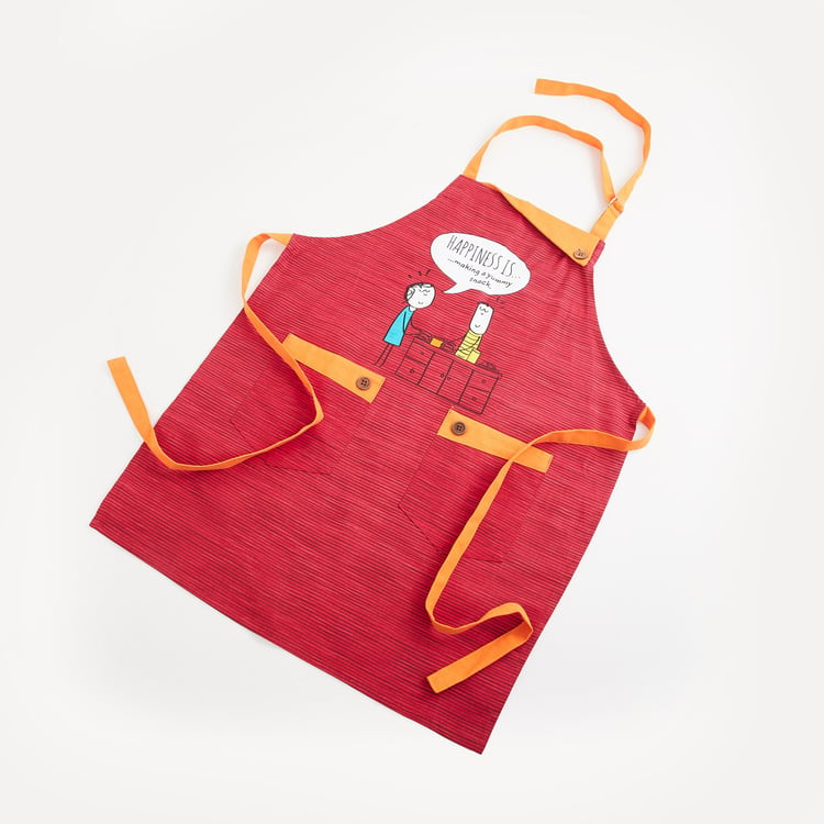 Happiness Printed Kitchen Apron- 60 X 74 Cm