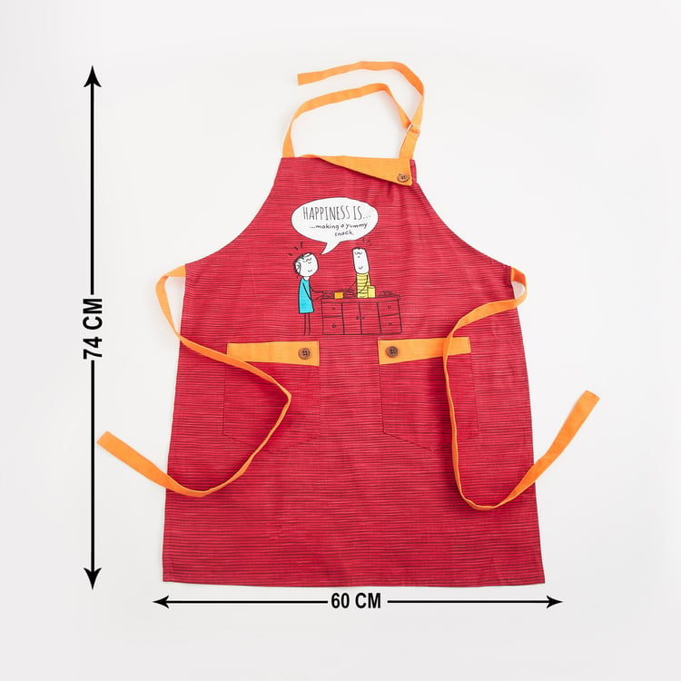 Happiness Printed Kitchen Apron- 60 X 74 Cm