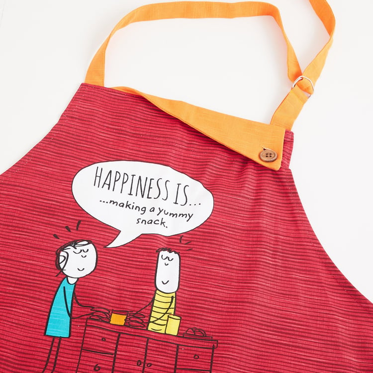 Happiness Printed Kitchen Apron- 60 X 74 Cm