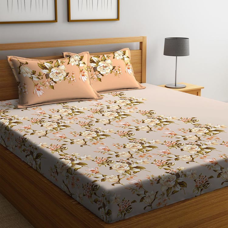 PORTICO Floral Print 3-Piece Bedsheet Set - 274 x 274 cm