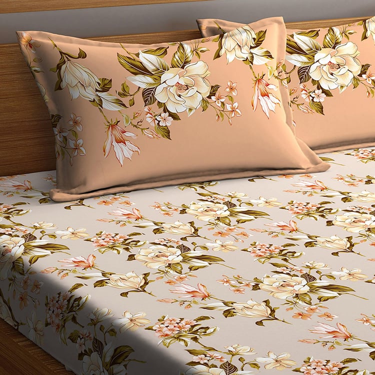 PORTICO Floral Print 3-Piece Bedsheet Set - 274 x 274 cm